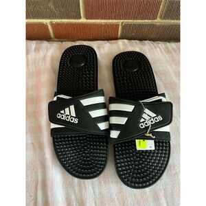 Men's Size 16 Black White Adidas Slides  NEW